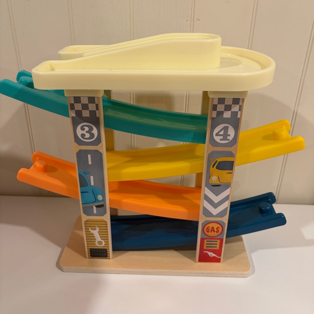 Top Bright Wooden Ramp Racing Car Toy Montessori Toddler Preschool Toy